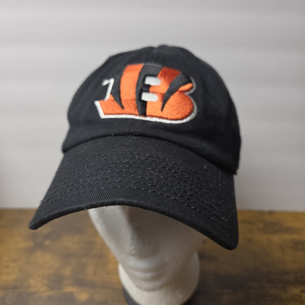 Cincinnati Bengals NFL Team Apparel Black Strapback Dad Hat Adjustable Cap OSFM
